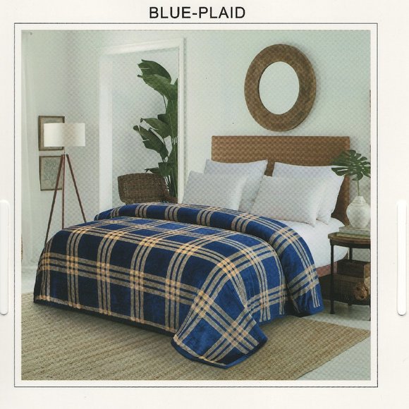 Serafina Blue Plaid Blanket Blue Soft Yellow King Size Perfect